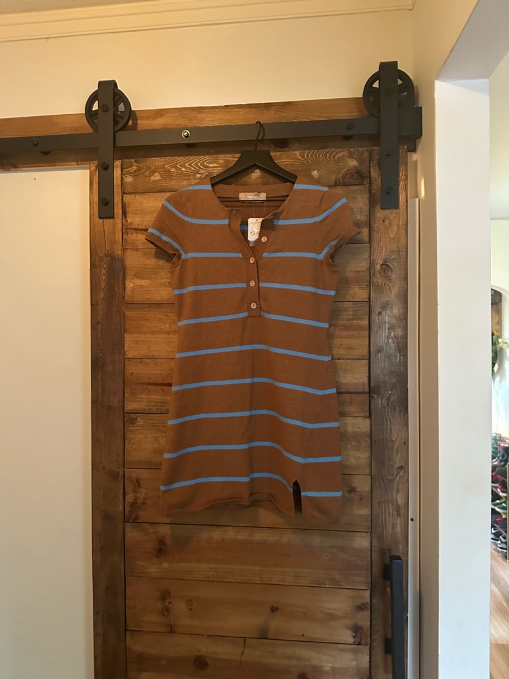 Sinclair Sweater Mini Dress in Brown and Light Blue mocha combo NWT